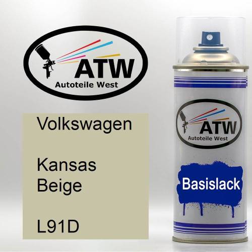 Volkswagen, Kansas Beige, L91D: 400ml Sprühdose, von ATW Autoteile West.